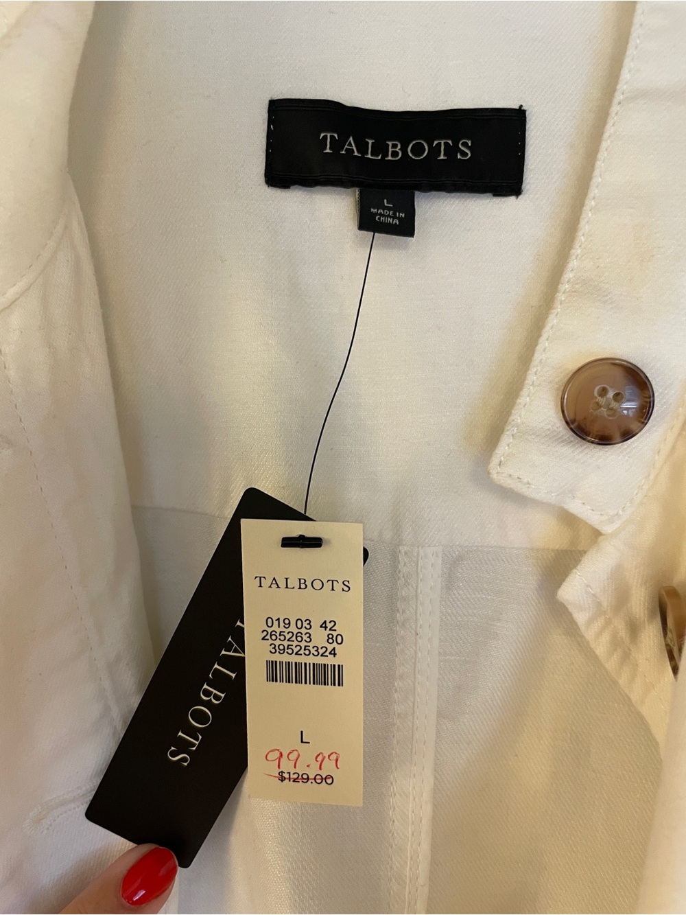 Talbots Cream Button-Front Utility Blazer - Picture 4 of 5